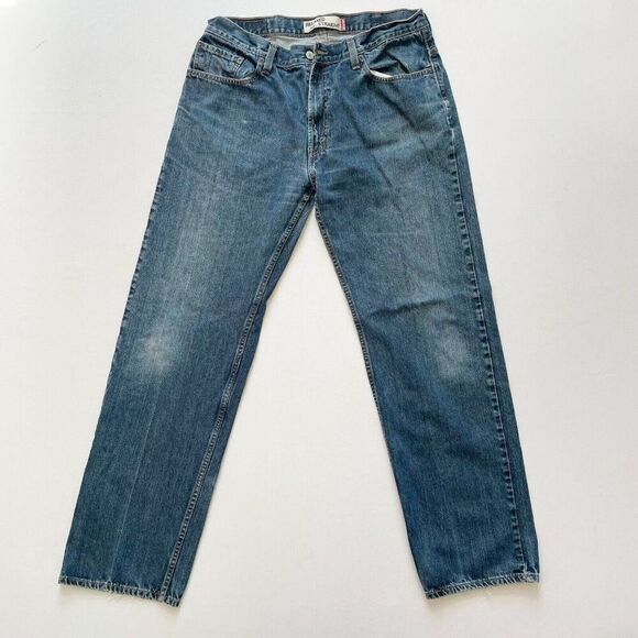 Mens Levis 559 38x33.5 Relaxed Straight Leg Blue Denim Jeans Distressed Vintage - Picture 6 of 12